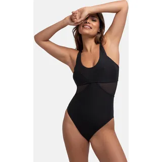 DORINA Saint Tropez Shaping-Badeanzug mit abnehmbaren Polstern, bügelloses Design, breite Träger, Mikro-Textilgewebe & Powermesh, Hakenverschluss am Rücken, Schwarz