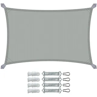 VOUNOT® Sonnensegel Rechteckig mit Befestigung Set, Wasserdicht Sonnenschutz Wetterbeständig, für Balkon Garten Terrasse, 3x2m, Grau