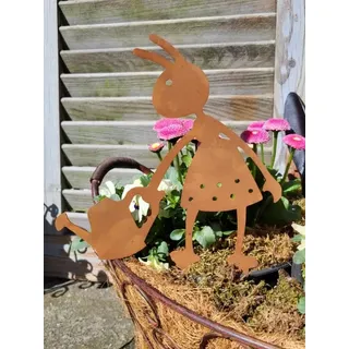 Edelrost Ameise mit Gießkanne, zum Stecken