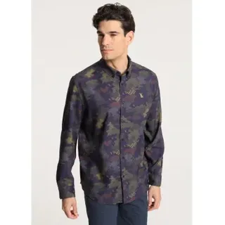 Victorio & Lucchino, V&L für Herren. 640037018 Marinefarbenes Hemd mit Tarnmuster (XXL), Lässig, Viskose, Langarm