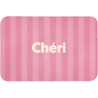 OnlyWow Badematte Gestreift - Rosa - Chéri Badvorleger 90x60 cm , Pink , Textil , Füllung: Polyurethan (Pur) , Rechteckig , 90x60 cm , Heimtextilien, Badtextilien, Badematten