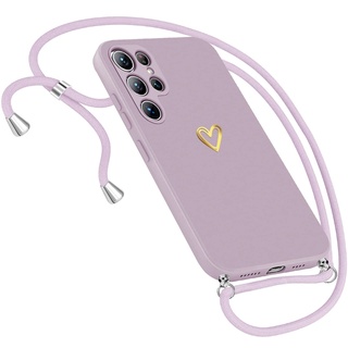 Handykette Hülle für Samsung Galaxy S22 Ultra Hülle Necklace, Herz Motiv Muster Handyhülle für Samsung Galaxy S22 Ultra Hülle mit Band Kordel zum Umhängeband Hülle für S22 Ultra Handykette (C)