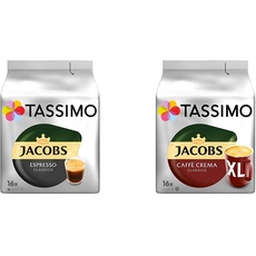 Tassimo Kapseln Jacobs Espresso Classico, 80 Kaffeekapseln, 5er Pack, 5 x 16 Getränke & Kapseln Jacobs Caffè Crema Classico XL, 80 Kaffeekapseln, 5er Pack, 5 x 16 Getränke