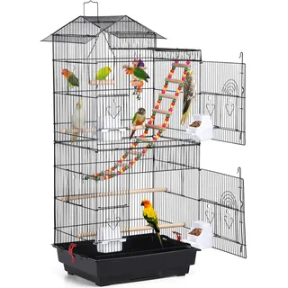 Yaheetech Vogelkäfig 99 x 46 x 35,5 cm schwarz