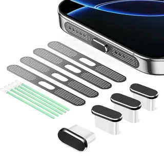 BelleVive 8er-Pack USB-C-Staubschutzstecker, Typ-C-Ladeanschlusssteckerabdeckung, Ohrhörer-Lautsprechernetz, staubdichte Klebeabdeckung, Telefonzubehör für iPhone 16/iPhone 15