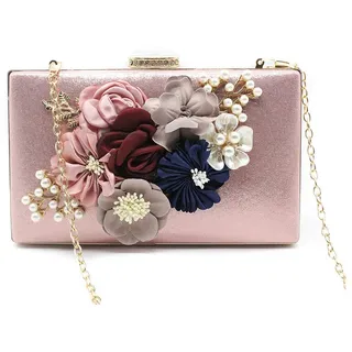 Emily Bridal Hochzeit Clutch Taschen Blumen-Design Braut Party Handtaschen (Pink)