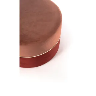 Olivia Pouf mit Samtbezug – Designer-Wohnaccessoire mit Holzrahmen, Farbe: Antikrosa und Bordeaux – 62 x 62 x 39 cm - Rosa, bordeaux