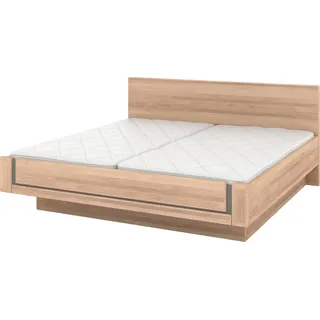 Musterring Holzbett Sorrent, Bettgestell, Bettrahmen, teilmassiv Eiche (MADE IN GERMANY), Eiche teilmassiv, Liegehöhenverstellung, in schwebender Optik braun 200 cm x 200 cm