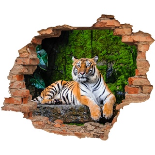 WallSpirit WCB Wandtattoo - Wanddurchbruch mit Aussicht auf Tiger 70 x 57 cm - Wandaufkleber