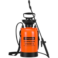 VIVOSUN Drucksprüher 5L, Pumpsprühflasche mit Verstellbarer Wasserdüse, Tragegurt, Druckentlastungsventil, Verschluss Design, 1,32 Gallonen Universelle Gartenspritze für Rasen, Pflanzen und Reinigung