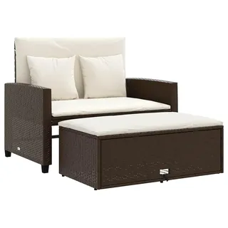 vidaXL Gartensofa mit Kissen 2-Sitzer Braun Poly Rattan - Braun