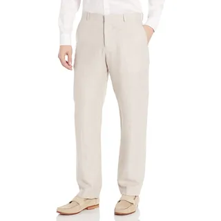 Perry Ellis Herren Linen Suit Pant Klassische Hose, Fischgräte aus natürlichem Leinen, 30W / 30L