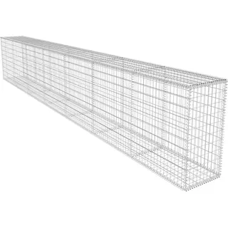 vidaXL Gabionenwand mit Abdeckung Verzinkter Stahl 600x50x100 cm - Silber