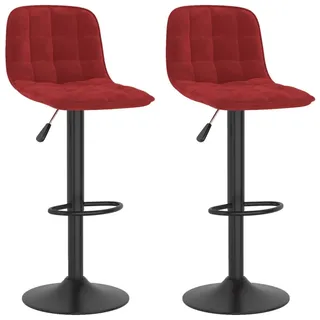vidaXL Barhocker 2 Stk. Weinrot Samt - Rot