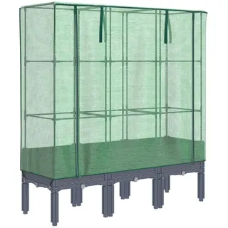 vidaXL Hochbeet mit Gewächshaus-Aufsatz 120 x 40 x 140 cm Grau