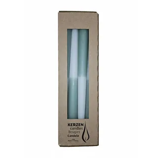 Hochwertige Spitzkerzen Two Tone/Dip Dye, 4 Stück, H25xØ2,3cm, 8 Stunden, Made in Germany, RAL-zertifiziert, Weiß & Smaragd