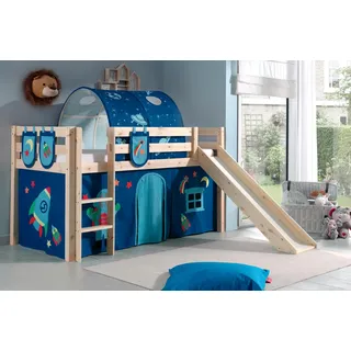 Vipack Spielbett Pino 90 x 200 cm Kiefer massiv geölt weiß blau