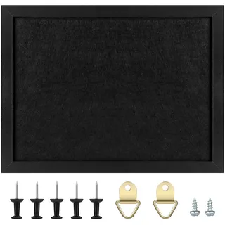 TORASO Kork-Pinnwand mit Filz, Holzrahmen, Pinnwand für Wände mit Pins, Augenschrauben, Dichtungen, Schrauben, Pinnwand für Büro, Schule und Zuhause (schwarz, 1 Stück)