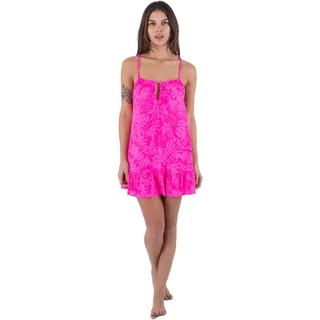 Hurley Damen Jungle Walk Tie Front Mini Kleid Dress, Pink Punch, XS