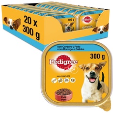 Pedigree Nassfutter für Hunde, Lamm und Huhn in Pastete (Packung mit 20 Dosen x 300 g)