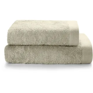 Sweet Home - BE Green Handtuch-Set 1+1 Gästehandtuch 40 x 50 + Gesichtshandtuch 50 x 100, Oeko-TEX-Zertifiziert, mit Baumwolle und recyceltem Kunststoff, Grün