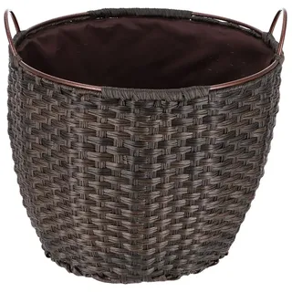 TermaTech Kaminholzkorb „Rattan“ 68 Liter, Ø 48 cm, braun, Schmutzfang