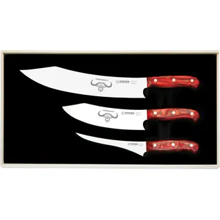 Giesser Messer PremiumCut 3er Set BBQ Messer 30cm 20cm 17cm Acryl Red Diamond - Rot, Schwarz
