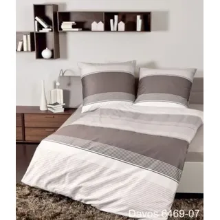 Janine Biber 1B-Bettwäsche 135x200 Davos 6469-07 Streifen braun - braun - 135 x 200 cm