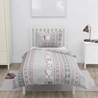 HOME ELEMENTS Einzelbettwäsche Mikroflanell, Wintertiere - Gold