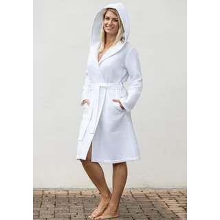 framsohn frottier Damenbademantel »Wasffelpiqué« mit feiner Wabenstruktur, weiß