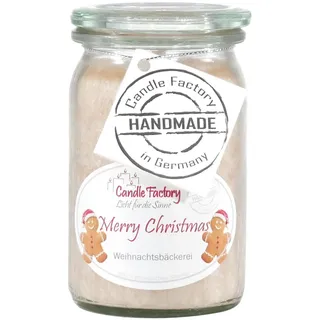 Candle Factory Baby Jumbo Duftkerze aus pflanzlichem Stearin im hitzebeständigen Glas der Marke Weck, bis zu 24h Brennzeit, Duft: Merry Christmas