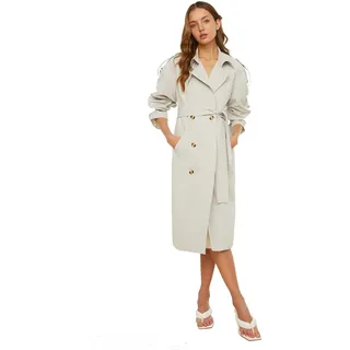 TRENDYOL Damen Archbreaker Detaillierter Wasser Der Lange Trenchmantel Trench Coat, Beige, 40 EU