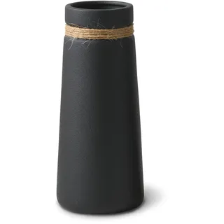 Flature Keramik Vase für Pampasgras - Boho Deko, Große Blumenstrauß Vase 25cm Hoch, Schwarz Matt für Flowers, Wohnungsdeko, Trockenblumen, Büro (Gr.L)