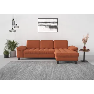 sit&more Ecksofa »Westham L-Form«, Recamiere, mit oder ohne Bettfunktion, Bettkasten, Füße wengefarben, orange