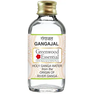 Greenwood Essential Gangajal Heiliges Ganga Wasser vom Beginn des Flusses Ganga bei Devprayag in Klarglasflasche 100ml (3,38 oz)