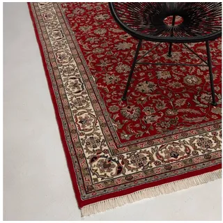 rug n' roll Orientteppich Indo Isfahan, klassisch, strapazierfähig, pflegeleicht, Rechteckig, handgeknüpft rot 70 cm x 140 cm