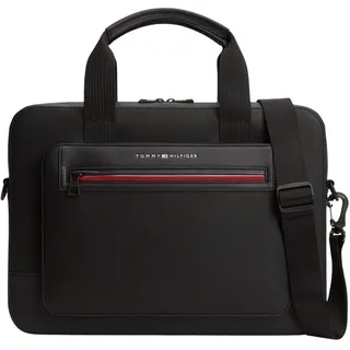 Tommy Hilfiger Herren Laptoptasche Foundation Computer mit Außentasche, Schwarz (Black), Einheitsgröße