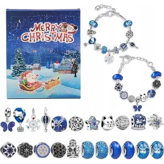 Weihnachts-Adventskalender mit Schmuck, Armbändern, Perlen und Anhängern