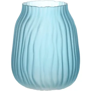 JAKY Global Große moderne blaue Glasvase, H-21 cm hoch, gerippte Vase für Blumendekoration, perfekt für Zuhause, Büro, Bauernhaus, Tischdekoration und Wohnzimmer, Glasvasen für Blumen (Blau, 21 cm)