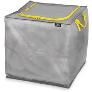 DOMO PAK LIVING Mehrzwecktasche 90 Liter aus Polypropylen mit Reißverschluss, Grau, ideal für Keller und Garage, 45x45x45 cm, 15 kg Tragkraft