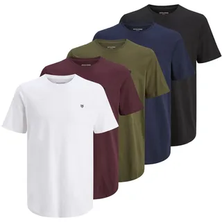 JACK & JONES Herren T-Shirt 5er Pack JPRBLABRODY TEE CREW NECK 5PK, Kurzarm, Rundhals Baumwolle