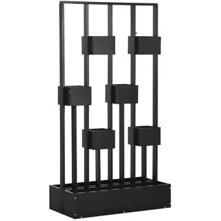 Outsunny Hochbeet Blumenkasten mit Rankhilfe 90 x 45 cm Schwarz
