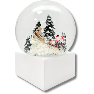 Minium Collection 20112 Schneekugel Weihnacht Santa im Schlitten Winter auf Sockel weiß eck, Pure-Line, Durchmesser 100mm