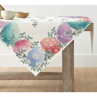 Artoid Mode Ostereier Eukalyptus BüffelKaro Ostern Tischdecke, Tischwäsche Frühling Küche Tisch Dekoration Drinnen Urlaub Party Dekor 85x85 cm
