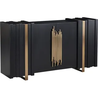 FURNLUX Sideboard Stilig Schwarz 160cm / Hauptfarbe: Schwarz / Abmessungen: 160 x 90 x 40 cm - Schwarz