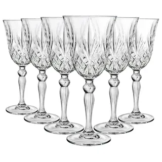 RCR Melodia White Wine Glasses – 210 ml – Set of 6 – Crystal Clear – Dishwasher Safe - Transparent