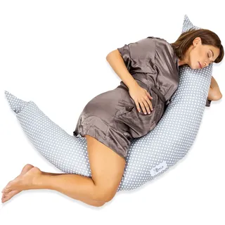 Koala Babycare Stillkissen XXL Schwangerschaftskissen Seitenschläferfkissen mit Bezug aus 100% Baumwolle - Zertifiziertes Medizinprodukt - Lagerungskissen Erwachsene - (Grau - Weiße)