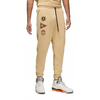 Leichte Nike Hose mit geradem Bein, elastischen Bündchen und drei Prints an den Beinen - Beige
