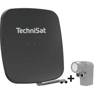 TechniSat SATMAN 65 PLUS – Satellitenschüssel für 8 Teilnehmer (65 cm Sat Komplettanlage, Spiegel mit UNYSAT Universal-Octo LNB im Wetterschutz-Gehäuse) grau
