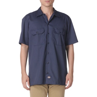 Dickies Herren Kurzärmliges Arbeitshemd, groß und hoch Button-Down-Shirt, Navy, XX-Large